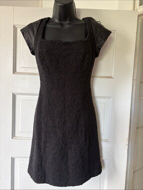 Milly Black Textured Square-Neck Dress